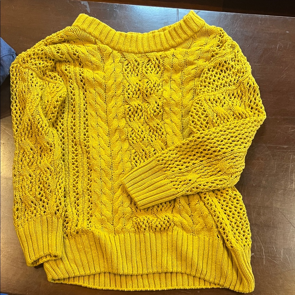 Yellow Cable Knit Sweater